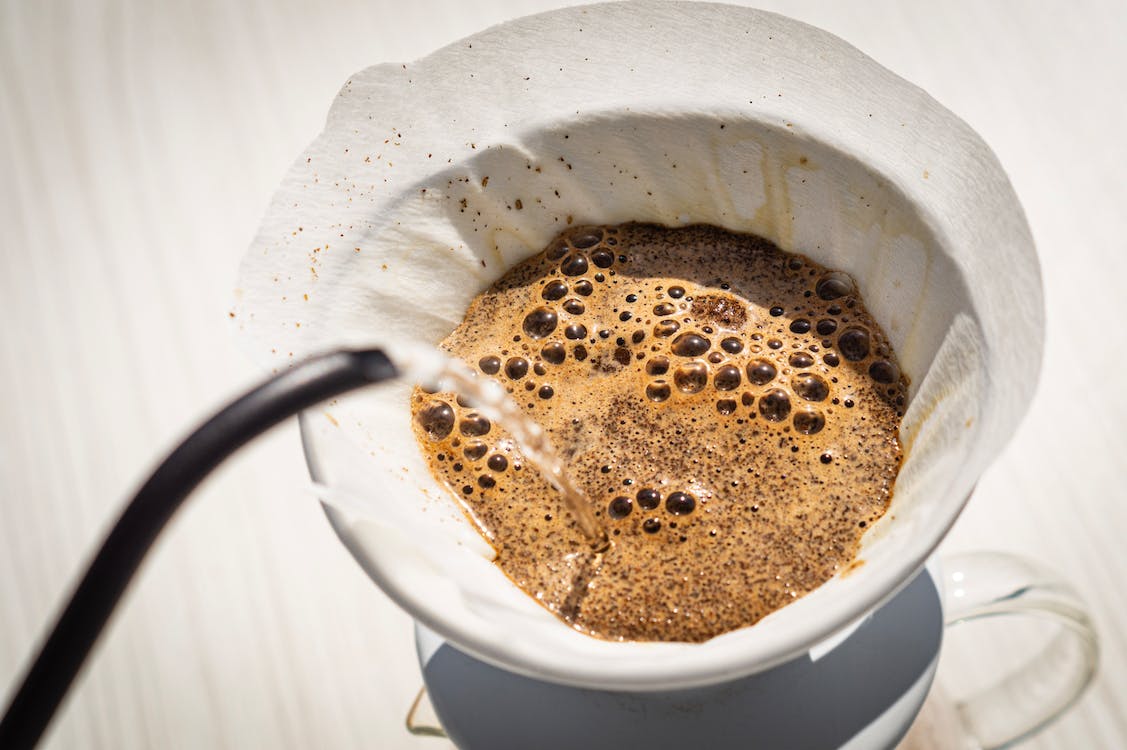 Water being poured on coffee filter