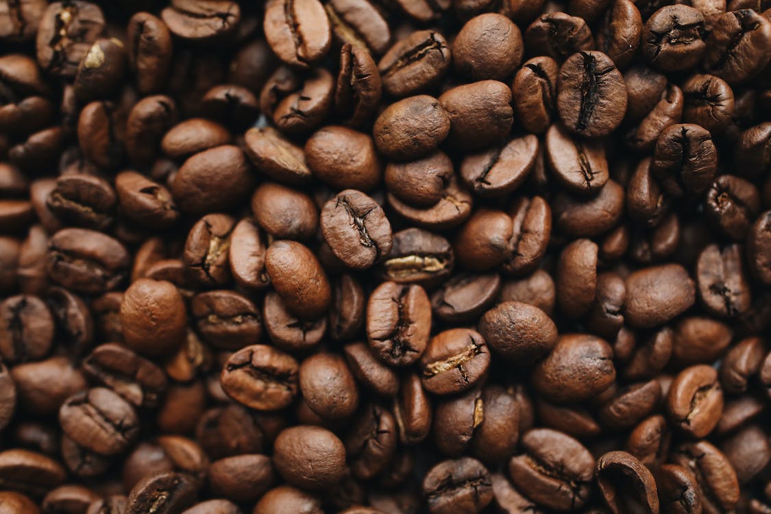 Close up of roasted coffee beans