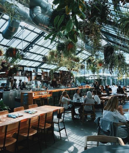 interior of a commercial coffee shop