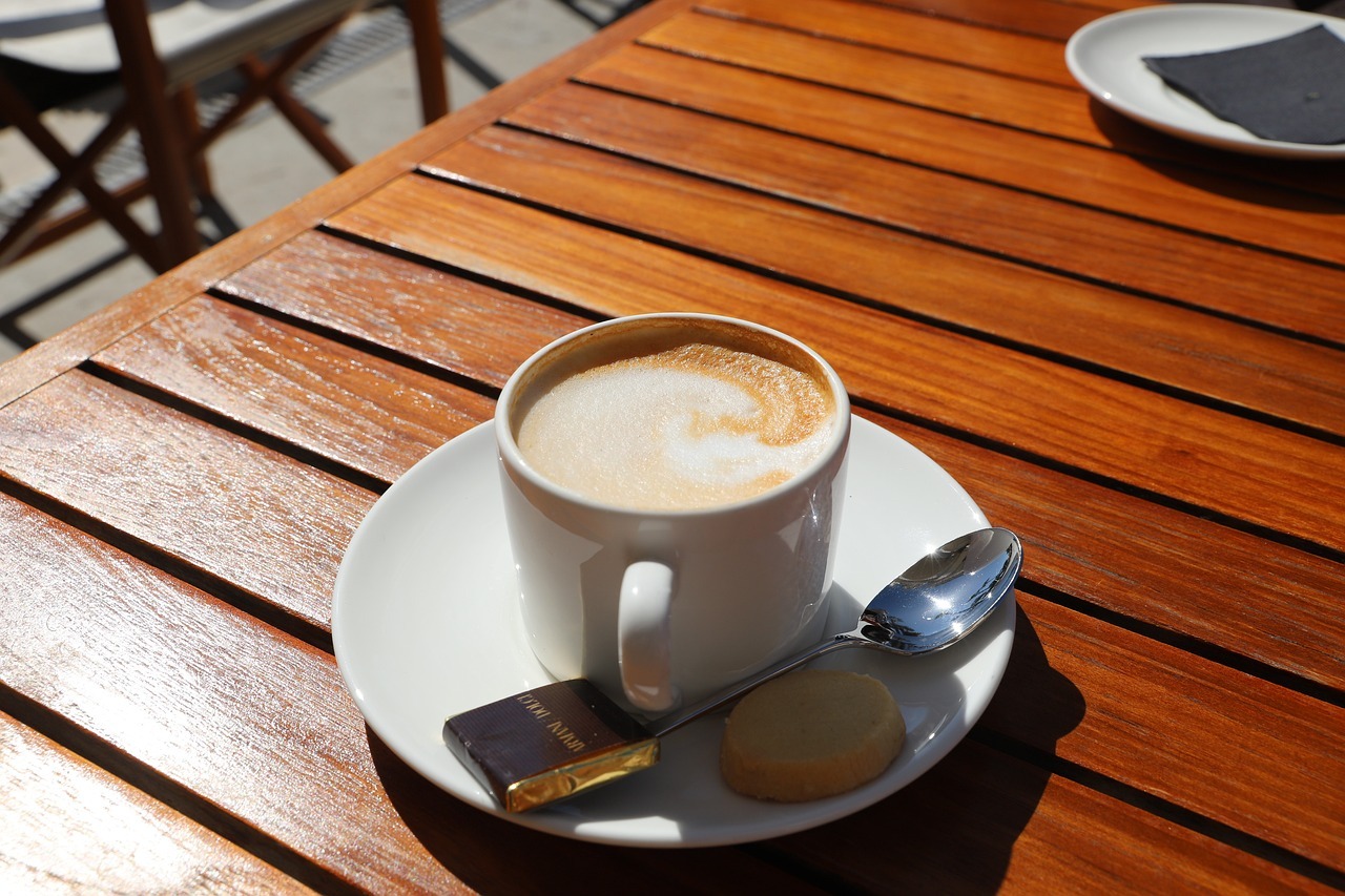 cup of coffee on a wooden table