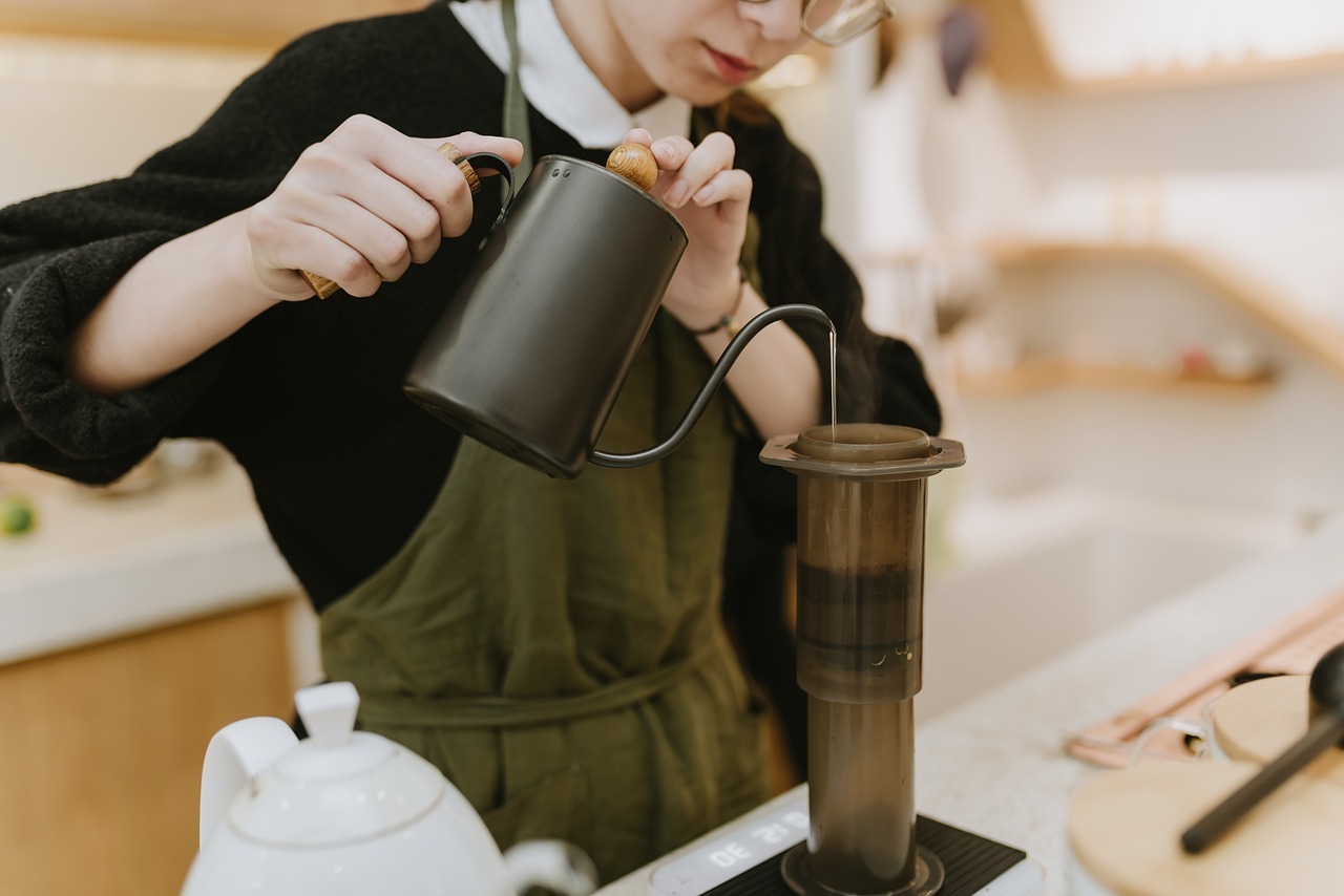 Barista making coffee