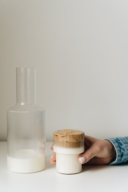 dalgona coffee in a small glass