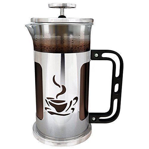 Ultimate Kitchen French Press Coffee Maker, 1 Liter (4 cups), Chrome Finished Stainless Steel, Loose Leaf Tea and Espresso Maker