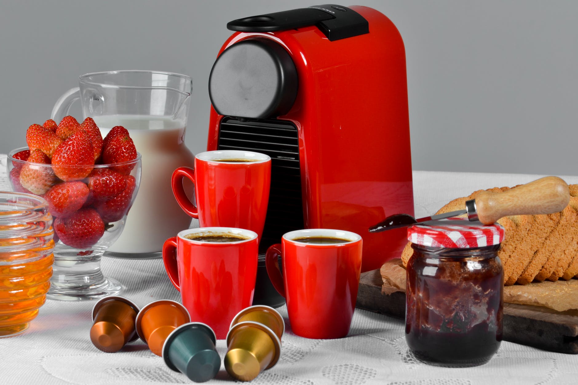 red, small, coffee maker