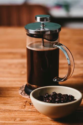 freshly brewed coffee in a French Press