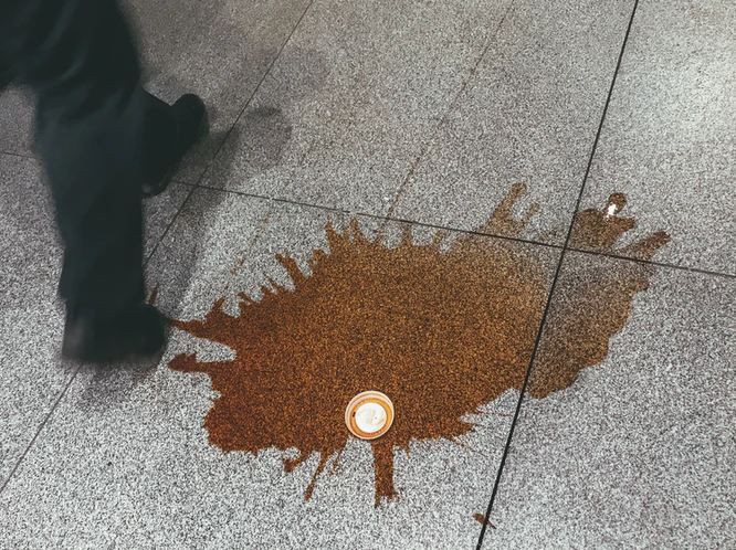 coffee spilled on the floor