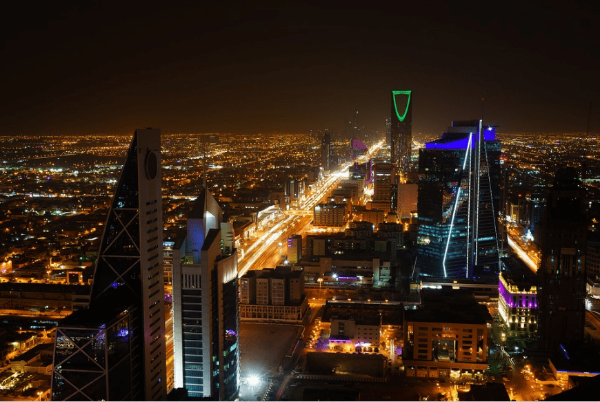 view of Riyadh, Saudi Arabia at night