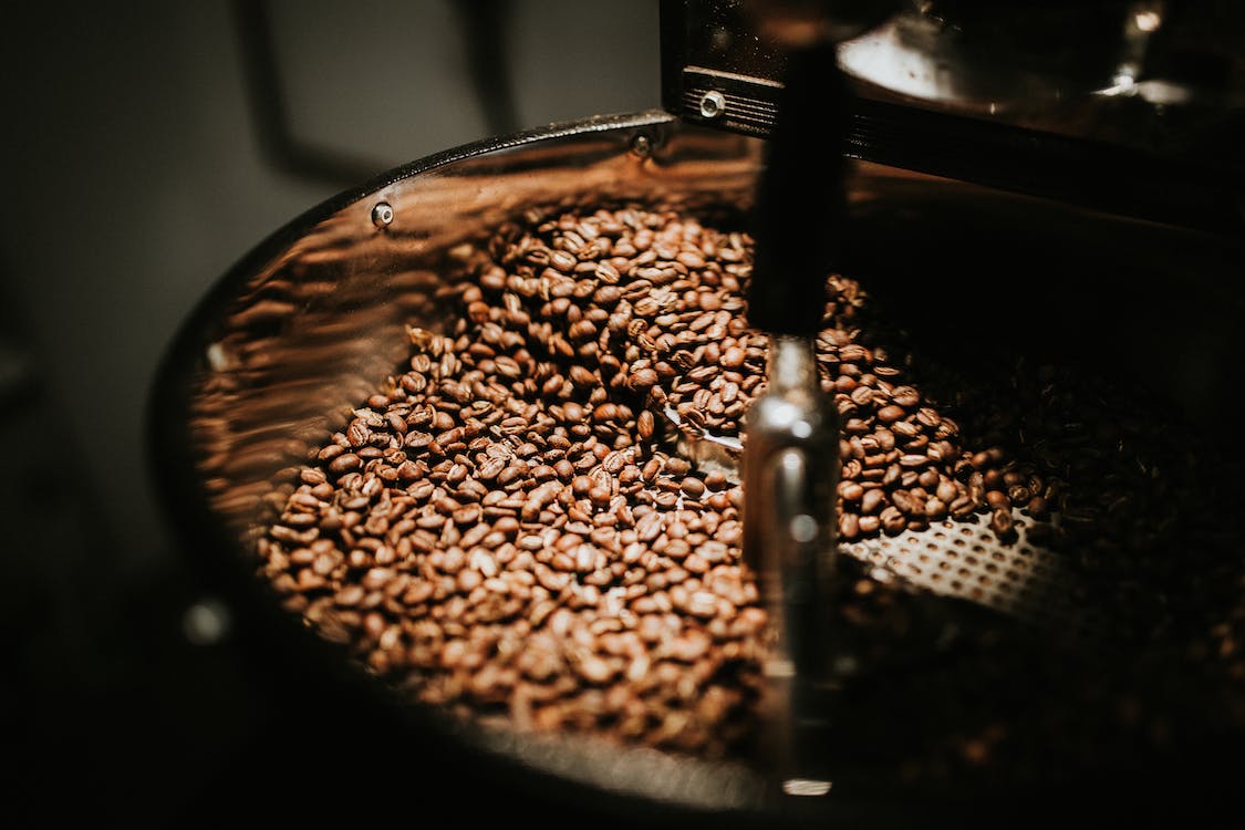Coffee beans on coffee roaster